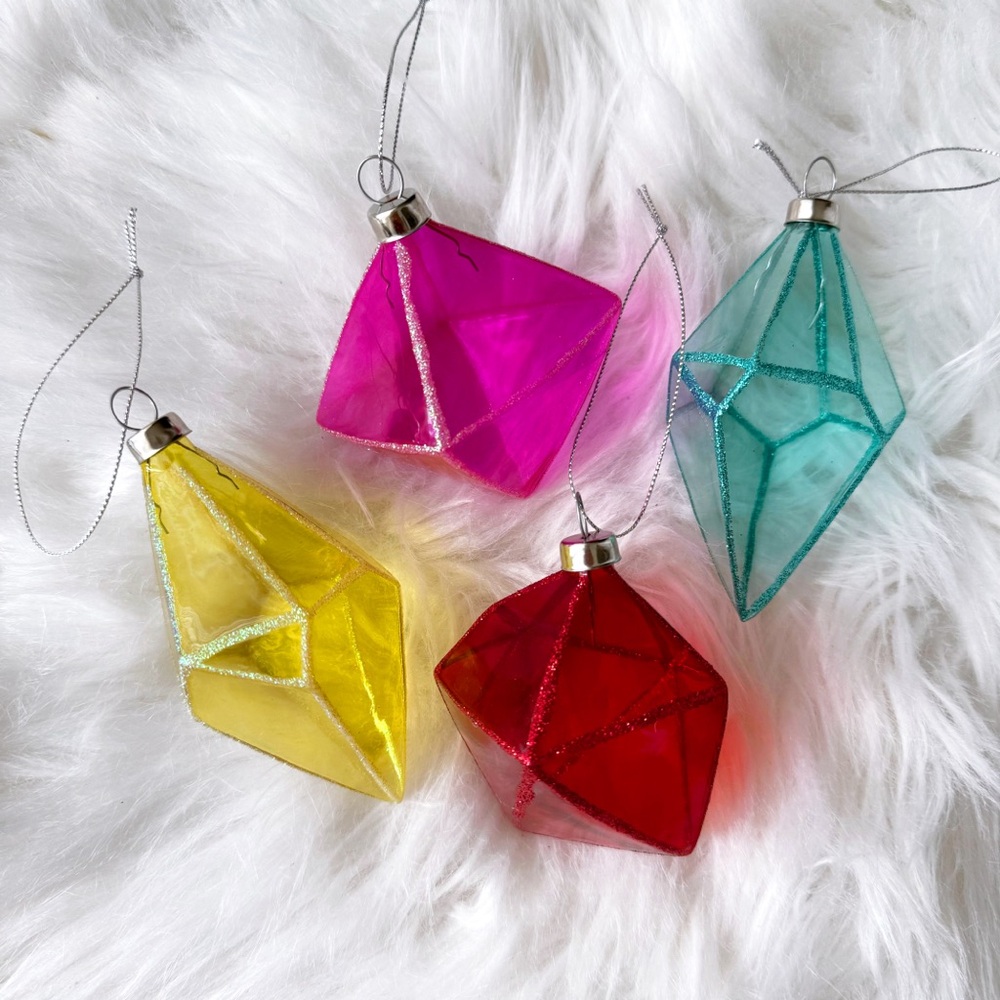 anthropoogie geometric glass christmas ornament set of 4 hoiday decor